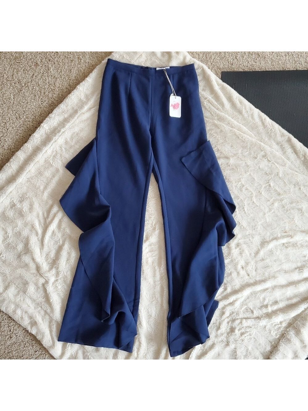 L'atiste Navy Ruffle Trouser Large NEW